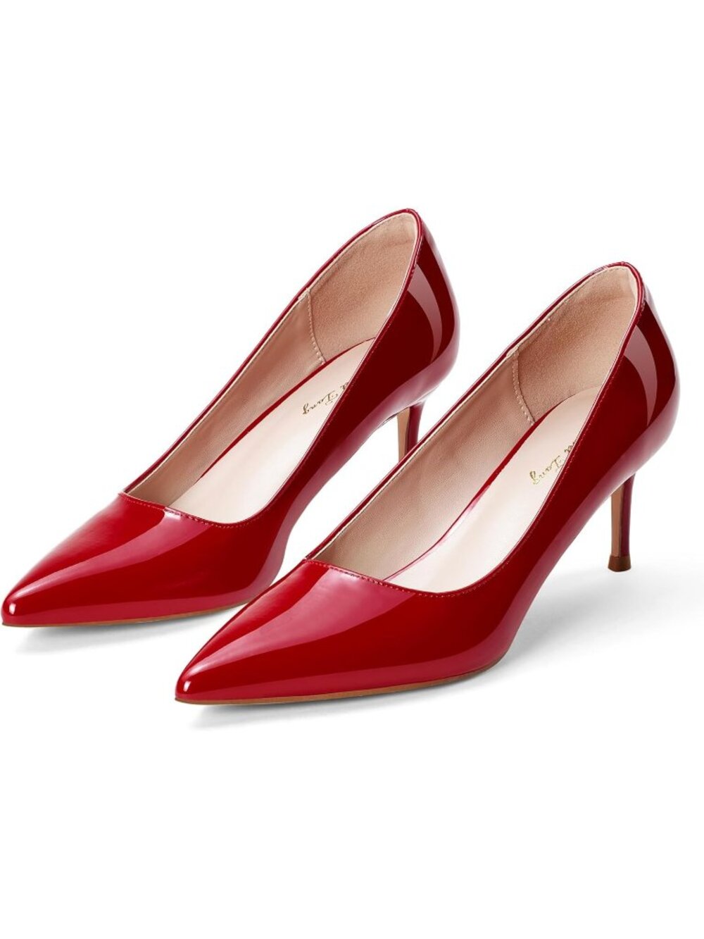 Women's Red Tang Kitten Heel Pumps 2.4 Inch Pointed Toe Sexy Dressy Shoes